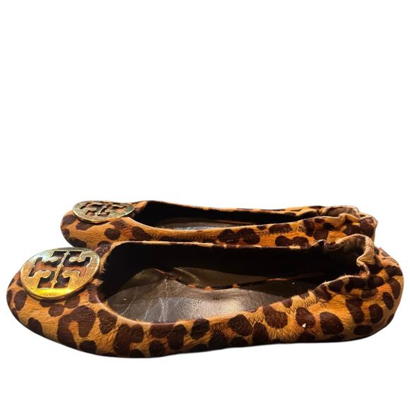 Tory Burch Pony Hair Leopard Print Reva Ballet Flats Size 9.5 - Picture 3 of 8